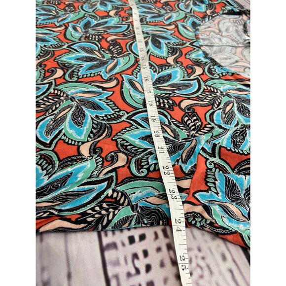 Rose + Olive Shirt Womens 2X Floral Colorful Scoop Neck Short Sleeves Stretch - Picture 6 of 11